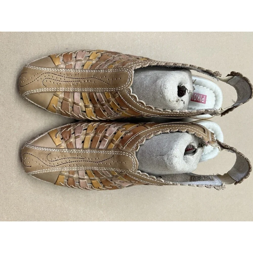 Pikolinos Woven Leather Huarache Slingback Wedge Multicolor EU 39 US 8.5-9 NWOT